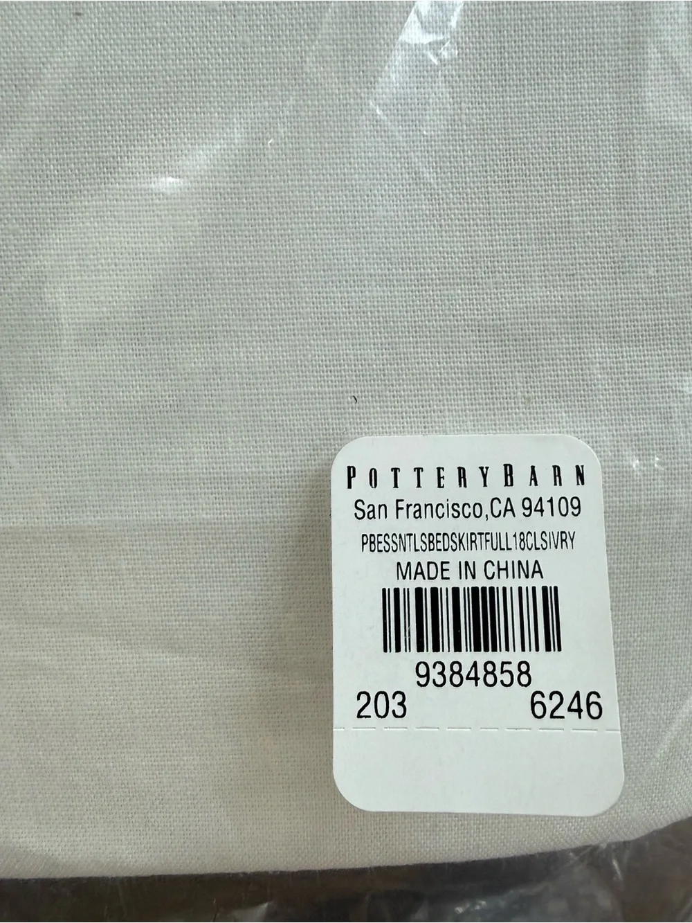 NWT POTTERY BARN Bed Skirt - Full - Classic Ivory Dust Ruffle - 18” Drop